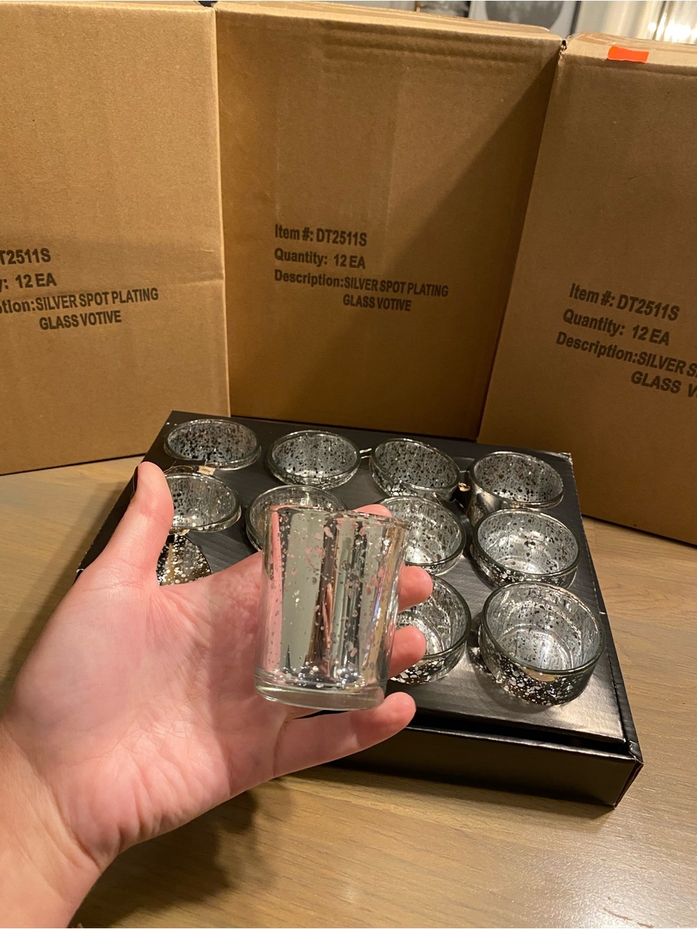 David Tutera Silver Mercury Glass Votive Holders - Set of 12